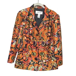 Victor Costa Vintage Blazer Jacke Gr. 14 Artsy Multicolor Paisley Perlen - Bild 1 von 6