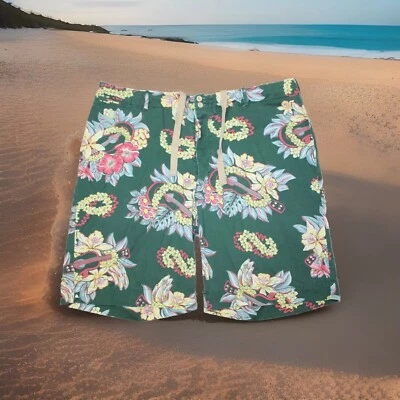 VINTAGE Polo Ralph Lauren Hombres 40 x 10" Pantalones Cortos Guitarra Hawaiana Floral Botón Mosca Foto 1 de 4