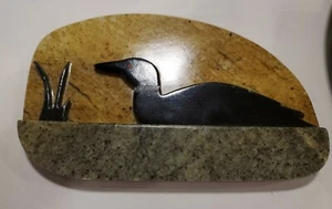 Ente auf Teich Speckstein Schnitzerei Wandbehang Made in Alaska - Bild 1 von 3