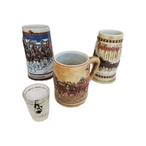 VINTAGE BUDWEISER  HOLIDAY STEINS INCLUDING VINTAGE PLAYBOY SHOT GLASS RARE !!! - Picture 1 of 15
