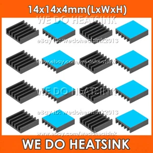 14x14x4mm Black Aluminum Heat Sink Radiator Cooler With Thermal Adhesive Tape - Afbeelding 1 van 5