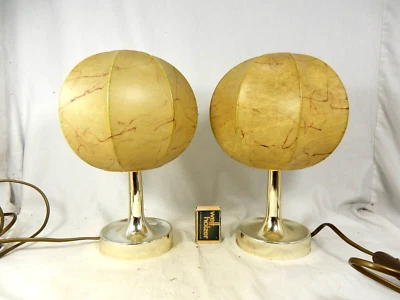 Pair 70s design original Cocoon Table Lamps tulip base Elche Tischlampen - Bild 1 von 4