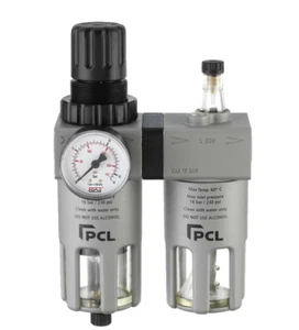 PCL1/2" AIR TREATMENT AIR FILTER / REGULATOR & LUBRICATOR WITH BRACKET AND GAUGE - Picture 1 of 1