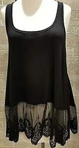 Umgee Women's Layering Camisole Extender 1XL Lace Ruffle Black Sleeveless New - Picture 1 of 8