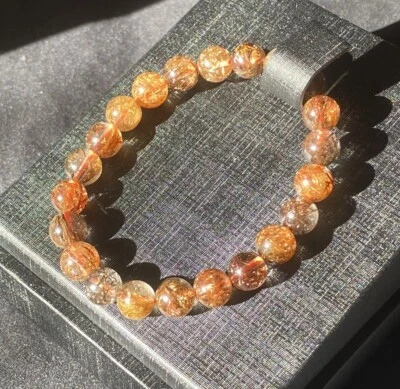 Natural Copper Brown Gold Rutilated Crystal Super Energetic Bracelet 8.8mm - Image 1 of 4