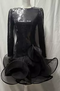 Splendido abito vintage Lillie Rubin con paillettes nere a vortice - Foto 1 di 10