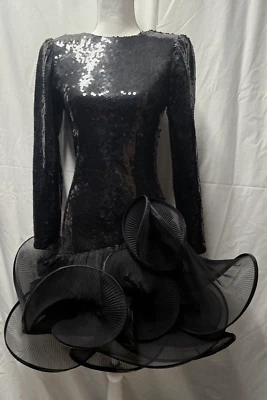 Vintage Lillie Rubin Stunning Swirls Black Sequin Dress - Image 1 of 4