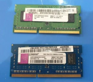 2GB kingston (2x 1gb) 1Rx8 10600S RAM MEMORY DDR3-PC3 LAPTOP hp dell lenovo sony - Picture 1 of 2