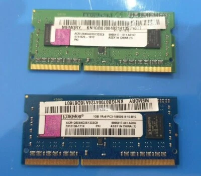 2GB kingston (2x 1gb) 1Rx8 10600S RAM MEMORY DDR3-PC3 LAPTOP hp dell lenovo sony - Image 1 of 2