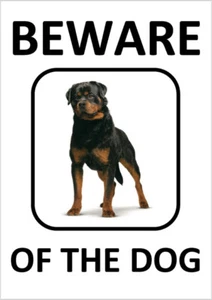 ROTTWEILER - BEWARE OF THE DOG SIGN - LAMINATED SIGN FUN FREE P&P - Picture 1 of 1
