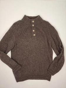 Suéter Briard Henley Para Hombres Grande Mezcla de Lana Pullover Marrón Hecho en Italia - Imagen 1 de 7