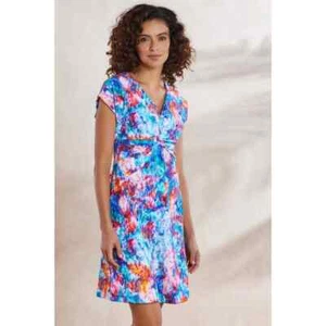 Soft Surroundings Day Spa Swim slinky watercolor Dress Sz L blue multicolor - Picture 1 of 7