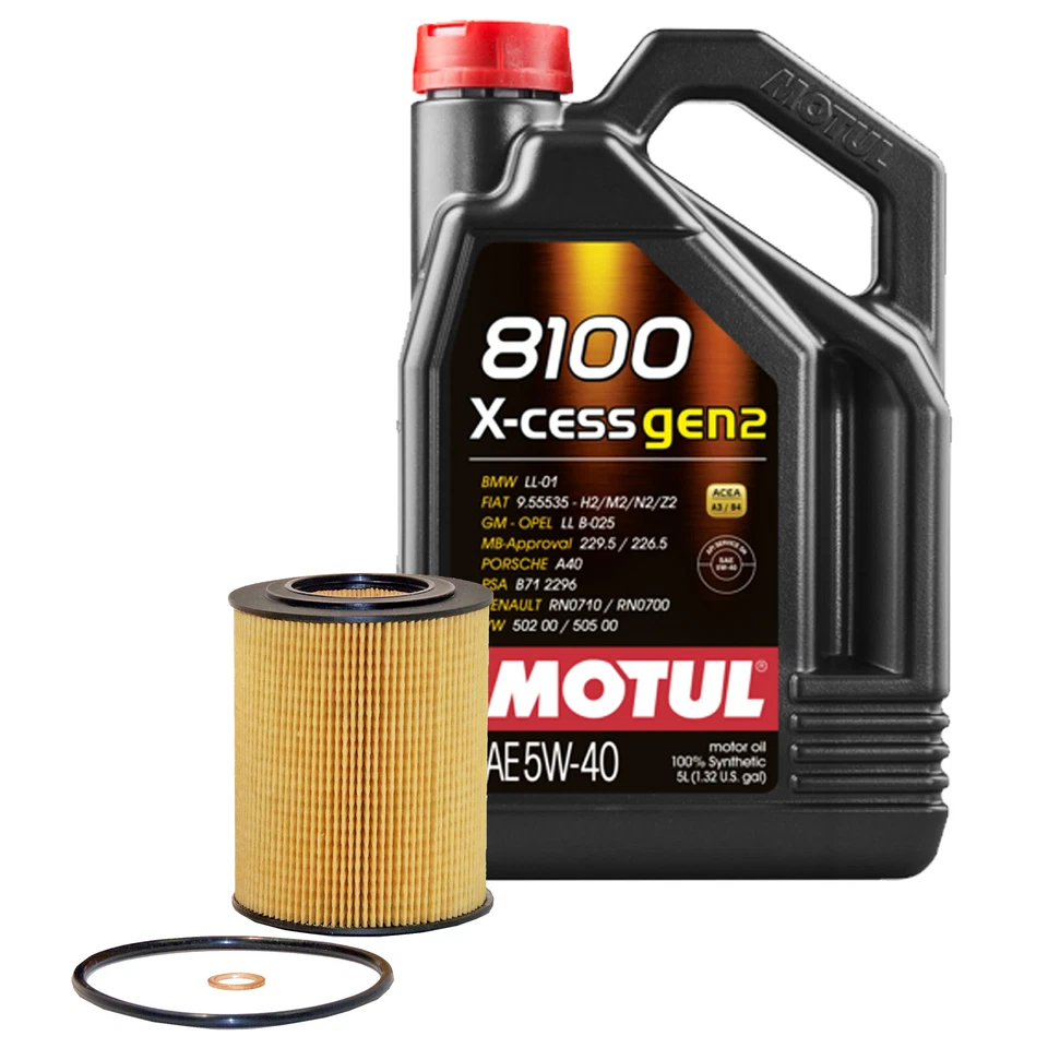 Kit de cambio de aceite de motor filtro Wix 5L Motul 8100 XCESSGEN2 5W40 para BMW LL01 API SN Foto 1 de 1