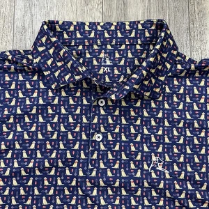 Camisa Polo Rhoback Para Hombres XL Azul Marino Dorado Retriever Perro Rendimiento Golf Preparación - Imagen 1 de 9