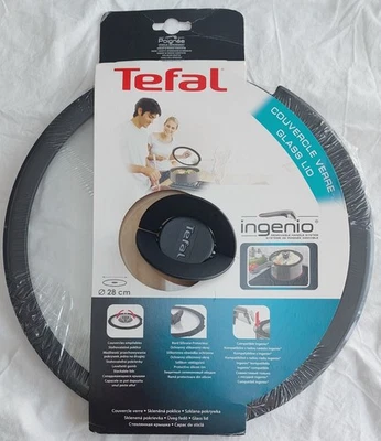 Couvercle en verre et teflon TEFAL Ingénio diamètre 28 cm Neuf sous emballage - Photo 1/2