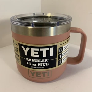 Yeti Rambler 14 oz Becher Edelstahl mit MagSlider Deckel Sandstein Pink Neu - Bild 1 von 6