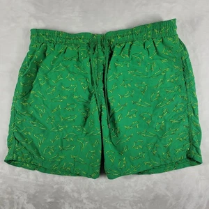 Vilebrequin Swim Shorts Men's 3XL Green Sharks Textured Lined Trunks Beach Pool - Picture 1 of 11