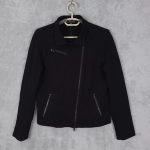 Eileen Fisher Moto Jacke schwarz asymmetrisch Zip S dehnbar Viskose Ponte Zip Slv - Bild 1 von 16