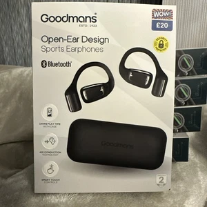 Goodmans Open-Ear Design Sport Kopfhörer SCHWARZ - Neu SMART 19h Spielzeit ❤️🎁🎄 - Bild 1 von 5