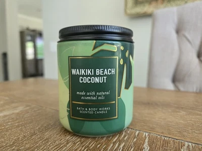 Bath & Body Works WAIKIKI BEACH COCONUT 1 Wick Scented Candle 8 oz Discontinued  - Image 1 of 4