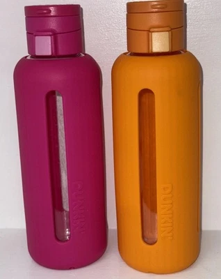 Lot 2 Dunkin’ Donuts 2024 Soft Touch Glass Hydration Water Bottles RARE - Image 1 of 4