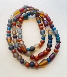 West Asian Old Glass Beads Multicolor Mixed-Shape Necklace 8–12mm  L75cm - Picture 1 of 5