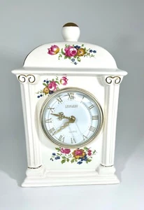 ceramic pottery china porcelain clock with painted enamel floral decoration - Picture 1 of 9