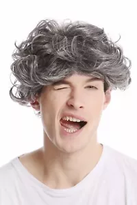 Wig Ladies Men's Short Wild Voluminous Curly Old Grey Dark Grey GFW963-44 - Picture 1 of 4