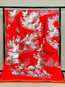 Kimono giapponese, IRO-UCHIKAKE, matrimonio, ricamo completo, gru da ballo, L5'12"..4445 - Foto 1 di 12