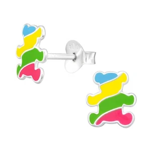 Niños 925 Plata de Ley Oso Con Rayas Tuerca Pendientes - Imagen 1 de 4