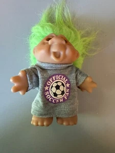Vintage 1986 Dam Troll Doll Soccer Fan Green Hair - Picture 1 of 5