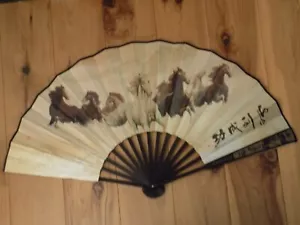 Stampa Arte Giapponese Seta Ventola Pieghevole a Mano Decorazione Moda Grandi Piani Cavalli - Foto 1 di 4