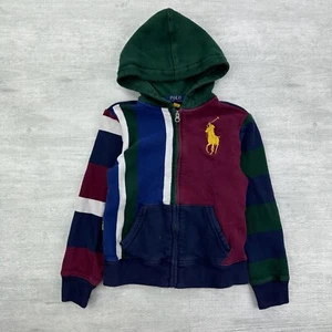 Polo Ralph Lauren Sweatshirt Boys Youth S Big Pony Full ZipHoodie Color Block - Picture 1 of 7