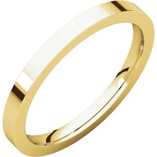 2mm Solid 14K Yellow Gold Plain Flat Design Comfort Fit Wedding Band Ring Size 6 - Image 1 of 1