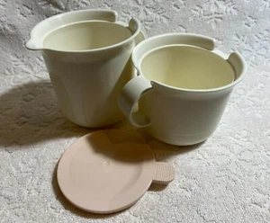 Retro Tupperware 2309A-2311A; Flip-Top-LID Cream Sugar; Pink White - Picture 1 of 12