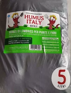 Humus Di Lombrico fertilizzante biologico humus 5 Litr extra fino fiori e piante - Foto 1 di 2