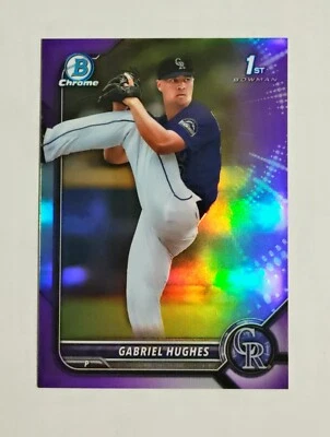Gabriel Hughes 2022 1st Bowman Chrome #BDC-151 PURPLE REFRACTOR 229/250 RC z67 - Image 1 of 2