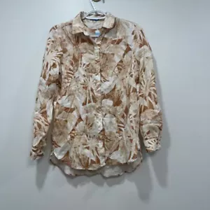 J McLaughlin Damen Britt Bluse XS 100% Leinen Bermuda Palmen Natur Knopf NEU - Bild 1 von 6