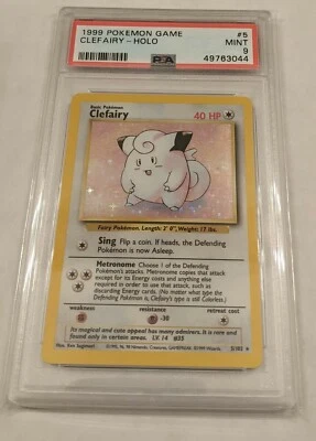 Clefairy 5/102 Pokemon Base Set Unlimited Holo Card- MINT- PSA 9 - Image 1 of 4