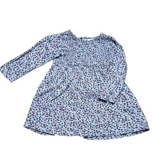 Zara Dress Girls Size 4-5 Years Blue Red/Brown Floral Long Sleeve - Picture 1 of 4