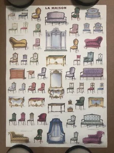 Poster La Maison collage sedie francesi arredamento stile vittoriano vintage arredamento - Foto 1 di 10