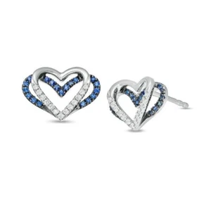 Vera Wang Love Collection Blue & White Lab Created Diamond 925 Silver Earrings - Picture 1 of 6