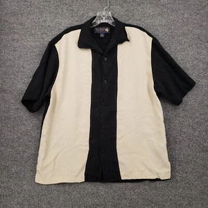 Nat Nast Button Up Shirt Men M Medium Black Luxury Originals Silk Bowling Camp - Picture 1 of 9