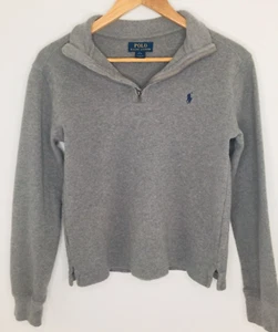 Polo Ralph Lauren Boys Quarter Zip Pullover Cotton Knit Sweater Sz L 14-16 Gray - Picture 1 of 9