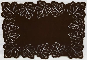 Fall Autumn Thanksgiving Placemat Felt Like Leaf Cut-Outs - 13" x 18" - Brown - Picture 1 of 2