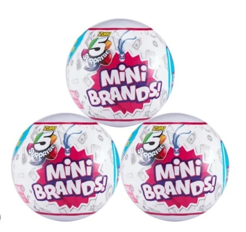 3 BALLS 5 SURPRISE MINI BRANDS NEW MYSTERY CAPSULE COLLECTIBLE TOY ZURU IN HAND Cover