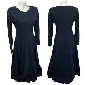Vestido Ellen Ashley Maxi Tejido Para Mujer Pequeño Azul Medianoche Cuentas Manga Larga De Colección - Imagen 1 de 12