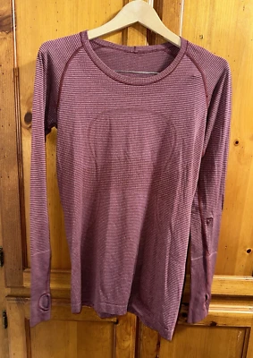 Lululemon Run Swiftly Tech LS Striped Long Sleeves Shirt Top Yoga Women's 8 HOLE - Image 1 of 4
