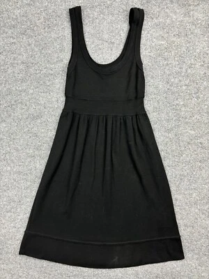 天鹅绒连衣裙女式中号黑色无袖背心大圆领 A 字美国制造 — 第 1/4 张图片