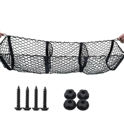 Black Mesh 3 Pocket Car Trunk Cargo Storage Organizer Bin Storage Net Holder Kit — 第 1/4 张图片